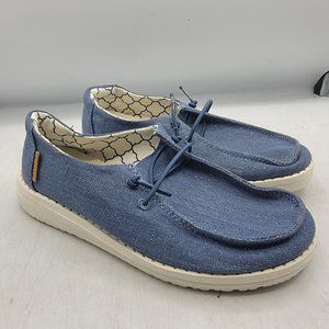 Hey Dude Wendy Sparkling Denim Youth K12 Blue Slip On Walking Shoes Casual